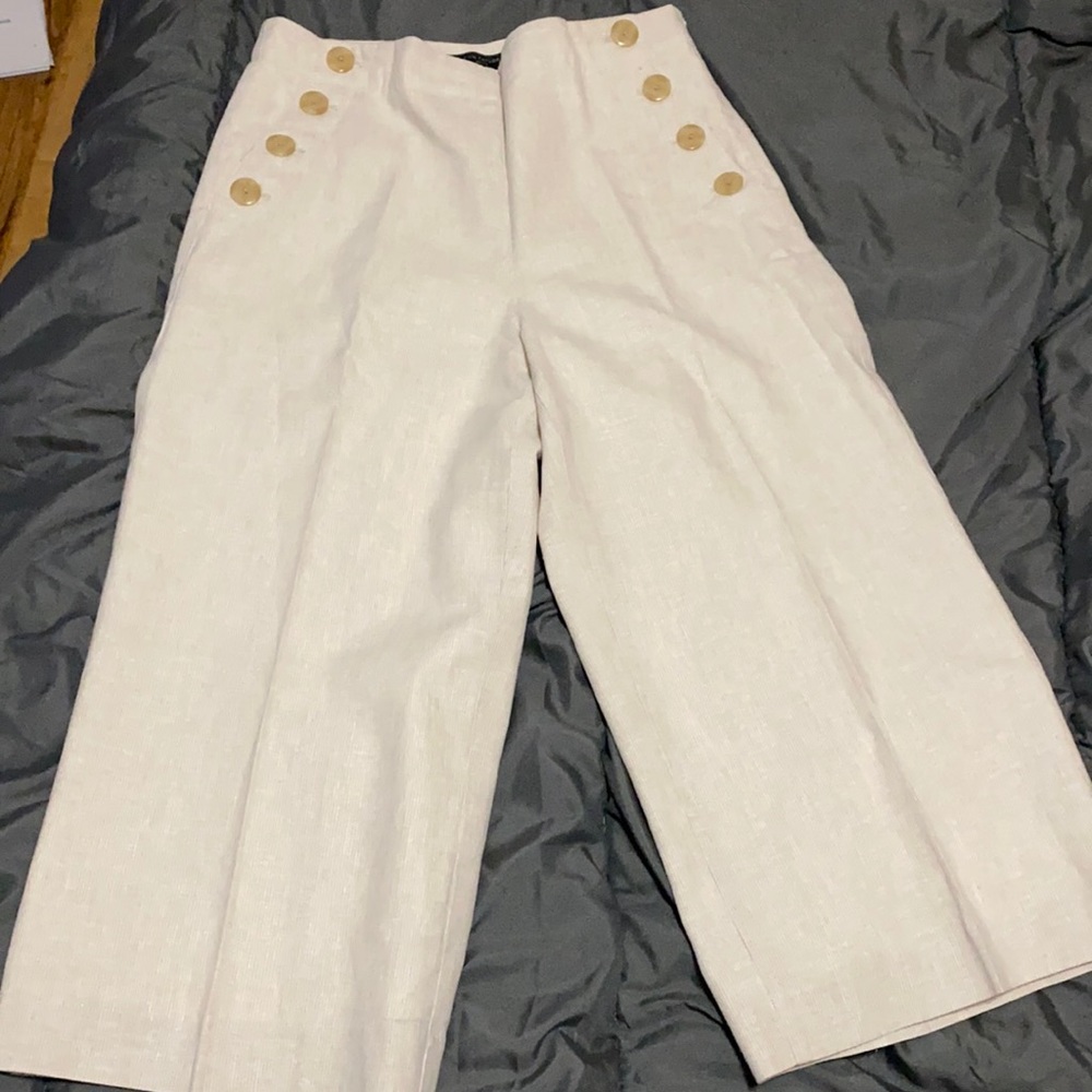 Ann Taylor Side Zip Wide Leg Crop Pants